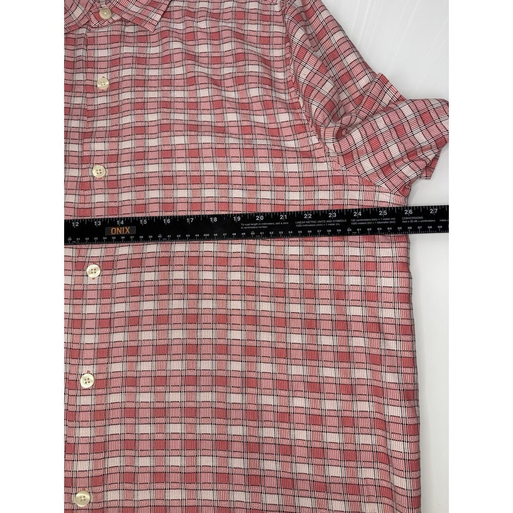 Tommy Bahama Men's XL Red White Plaid Short Sleeve Button Down 100% Silk - Picture 8 of 9